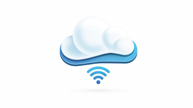 Modern cloud icon with wireless signal symbol representing internet connectivity and cloud storage services