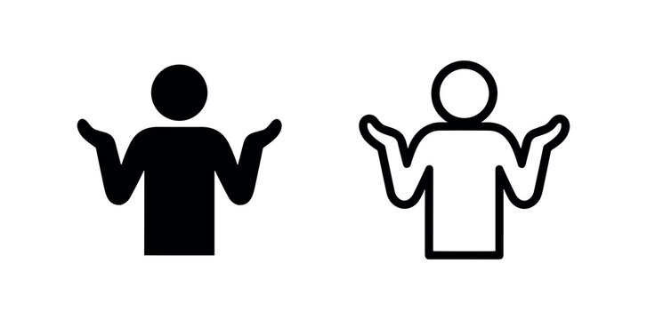 Confused shrugging person icons expressing uncertainty