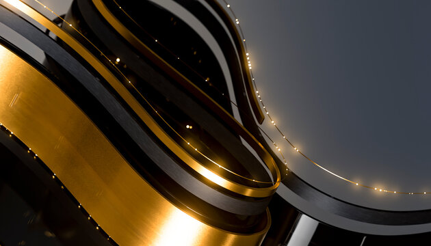 3D Luxury Gold Curves With Sparkling Light