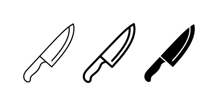 Chef Knife Icons, Kitchen Utensil Vector Graphics, Culinary Tool Set, Cooking Equipment