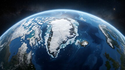 Fototapeta premium High Angle Satellite View of Greenland and Northern Atlantic Regions from Deep Outer Space