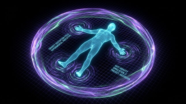3D wireframe human interacting with digital interface. Futuristic cyber avatar navigating holographic data streams in neon glow.