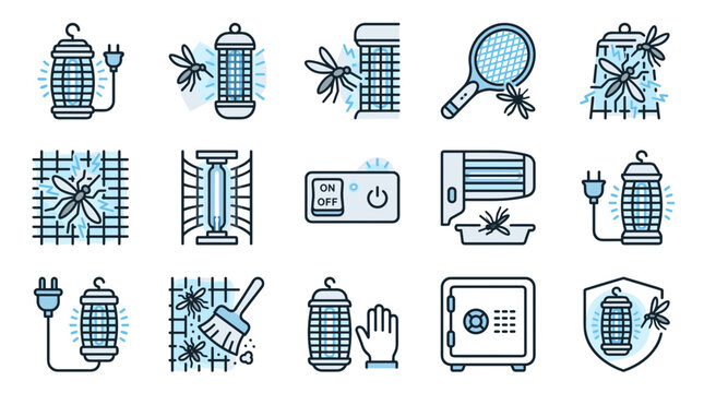 Insect Killer Devices Collection: Mosquito Zappers, Traps, and Repellents Icons