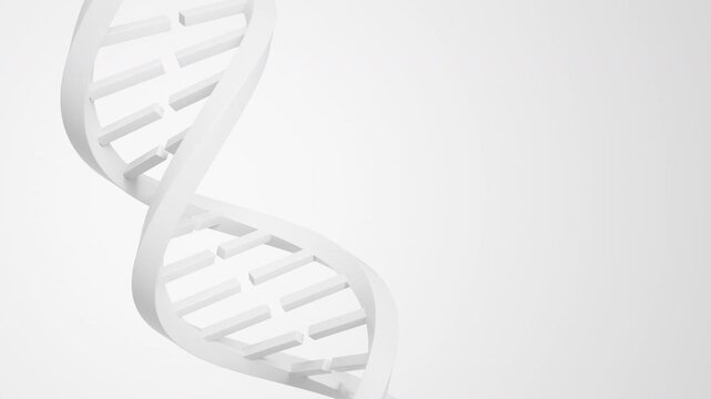 White DNA Double Helix Rotating in Square Composition