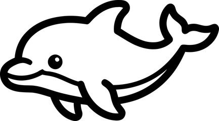 Cute Dolphin Cartoon Drawing, Simple Line Art, Ocean Life Illustration © teressa