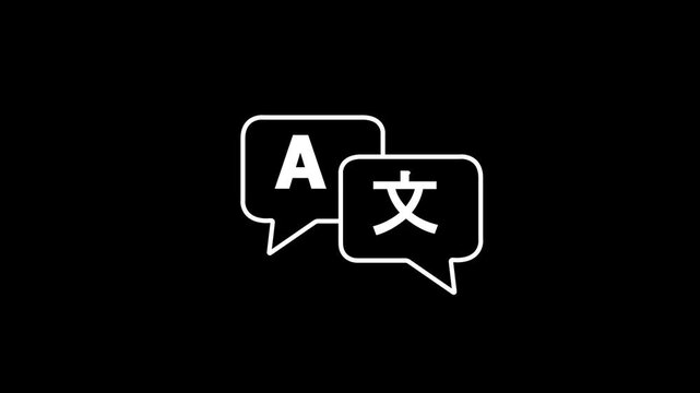 Sketch Language Translation Service Icon Animation with Speech Bubbles . 4K Retro Motion Graphic Loop