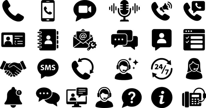 Modern communication and support icons set