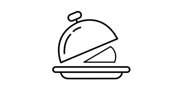 Catering service cloche or tray animated icon for restaurant. Dining, cutlery, eatery, cover, food plate, and waiter animation