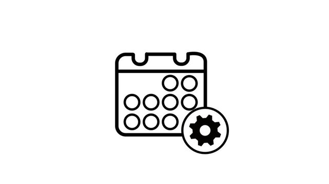 Invitation date animated icon. Calendar or schedule with setting for time, reminder, appointment, meeting agenda, planner, timeline, organization, ceremonial and event. 4K video with alpha channel 