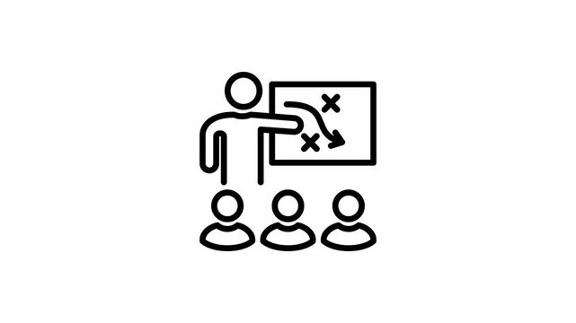 Business plan strategy animated icon. Presentation of development tactics for success or goal. Action planning, roadmap, and startup animation. 4k video with alpha channel