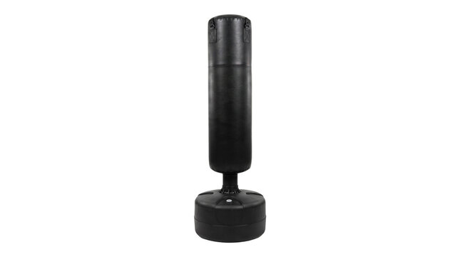 black free standing punching bag isolated on transparent background png