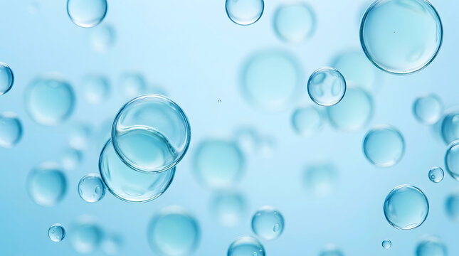 Abstract blue and white swirls and dots on light turquoise background