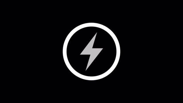 Stepped Energy Charge Charging Bolt Icon Motion Graphic on Alpha Channel
