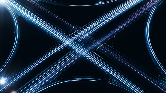 Abstract blue light streaks, glowing lines, digital