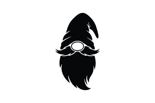 Minimalist Gnome Silhouette Vector Icon for Christmas and Garden