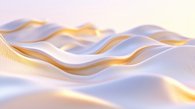 Futuristic golden sand wave terrain with stylized design in a desert landscape