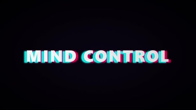 Mind Control Glitch Text Effect Concept in Cyberpunk Style on Dark Background
