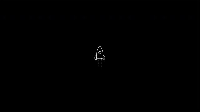 4K rocket linear icon animation on a black background.
