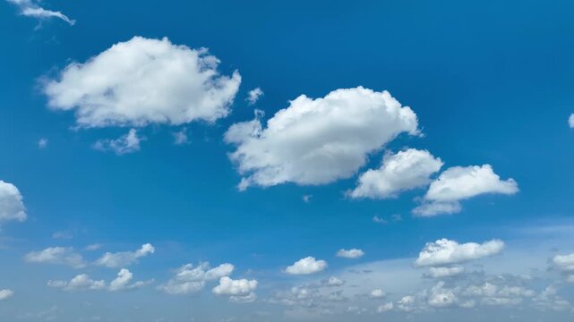 Aerial wide angle capture of a peaceful blue sky with dynamic clouds, representing sustainable energy development, solar power potential, wind innovation, a brighter environmentally responsible world.