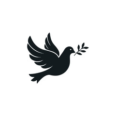 Fototapeta premium icon of a flying dove carrying a branch