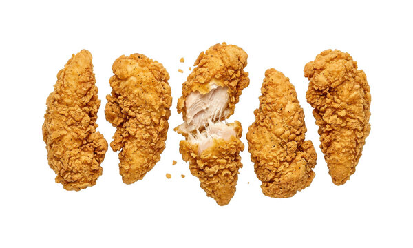 Crispy chicken tender png Golden chicken tender cutout Crunchy chicken strip png Savory poultry tender cutout Delicious chicken nugget png isolated transparent background image