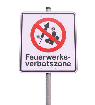 Verkehrszeichen - Verbot - Tafel - Feuerwerksverbotszone - Freisteller