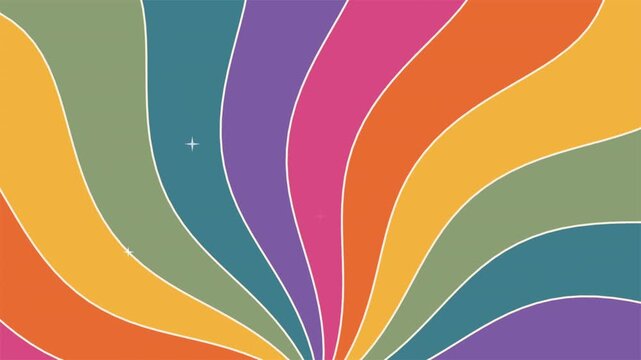 Retro Sunburst Motion Graphic Background Vintage Pastel Colors Sparkling Diamonds 4k video