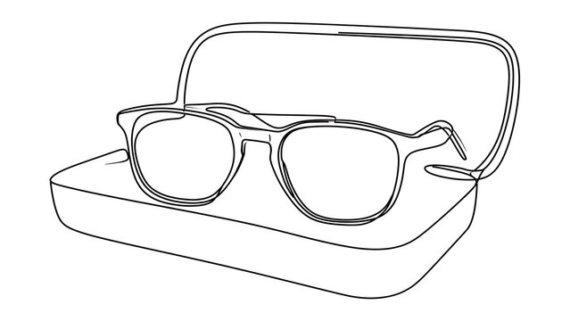 Eyeglasses in case on white background.