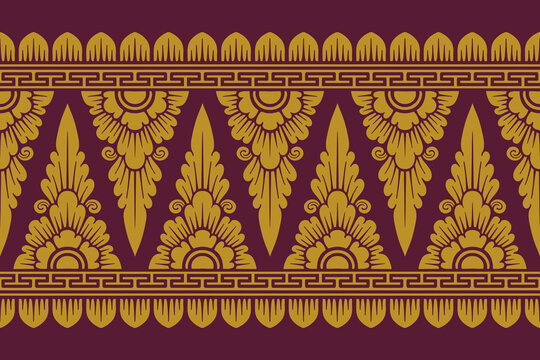 Traditional Balinese seamless pattern vector. Indonesian ethnic floral ornament background for textile print, luxury wallpaper, wrapping paper, and fashion fabric design.