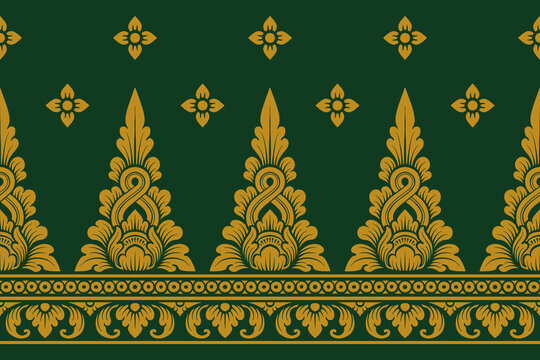 Traditional Balinese seamless pattern vector. Indonesian ethnic floral ornament background for textile print, luxury wallpaper, wrapping paper, and fashion fabric design.