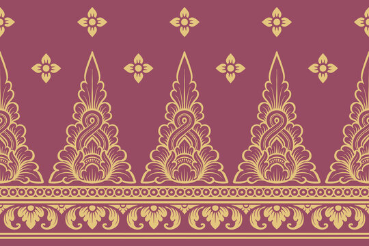 Traditional Balinese seamless pattern vector. Indonesian ethnic floral ornament background for textile print, luxury wallpaper, wrapping paper, and fashion fabric design.
