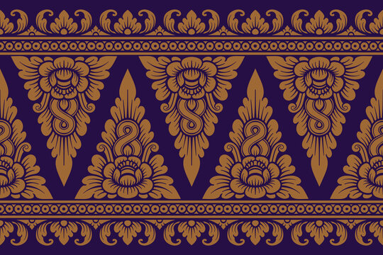 Traditional Balinese seamless pattern vector. Indonesian ethnic floral ornament background for textile print, luxury wallpaper, wrapping paper, and fashion fabric design 14