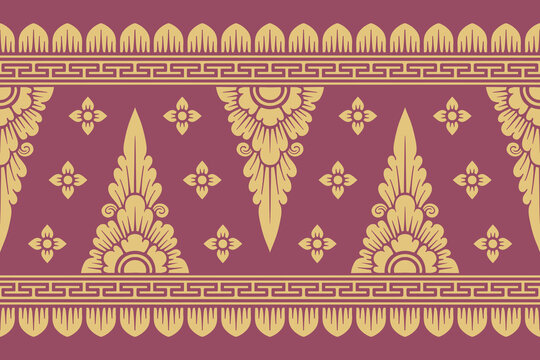 Traditional Balinese seamless pattern vector. Indonesian ethnic floral ornament background for textile print, luxury wallpaper, wrapping paper, and fashion fabric design.