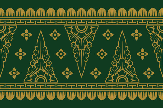 Traditional Balinese seamless pattern vector. Indonesian ethnic floral ornament background for textile print, luxury wallpaper, wrapping paper, and fashion fabric design.