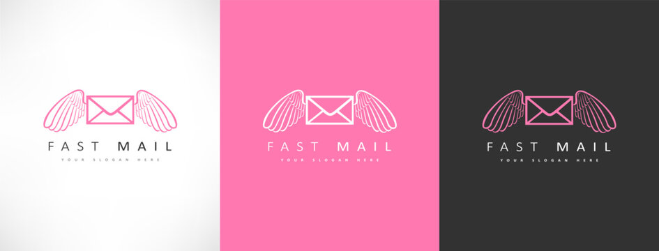 Flying envelope with wings logo vector