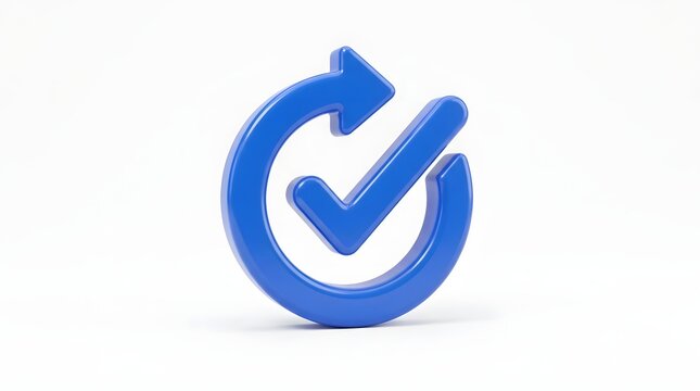Check mark icon with circular arrow symbol