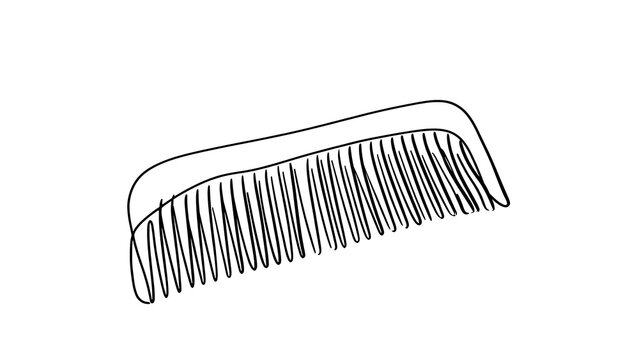 Black comb illustration on white background.
