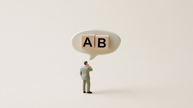 Tiny Figure Ponders AB Choice in Speech Bubble: Conceptual Image for Decision Making and Option Selection with Visual Simplicity