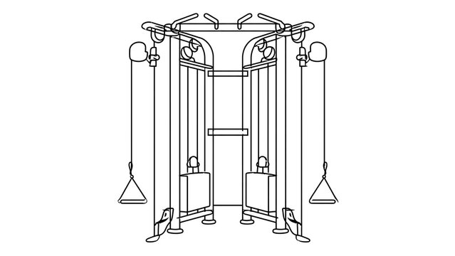 Functional gym power rack white background.