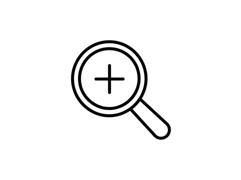 Magnifying glass focusing on plus sign