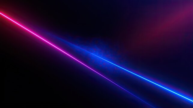 Abstract diagonal neon light beams with subtle texture against dark background