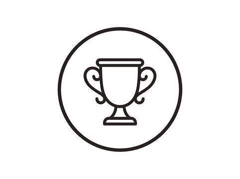 Simple trophy cup icon in circle