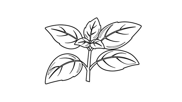 Basil plant illustration on white background.