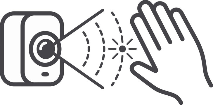 Motion Sensor and Hand Gesture Control Vector Icon