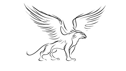 Fototapeta premium Elegant griffin illustration on white background.