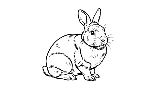 Cute rabbit illustration on white background.
