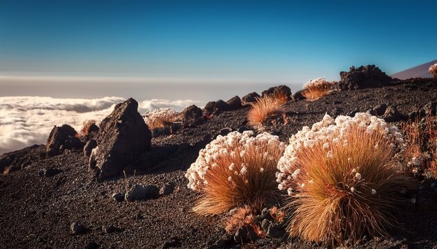 dried saponaria aetnensis on etna s rocky outcrops plant life eolian landscape etna volcano