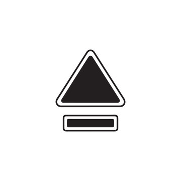 Eject symbol vector icon for media player or device interface with interface triangle rectangle navigation electronic playback function isolated minimalist hardware operation technical
