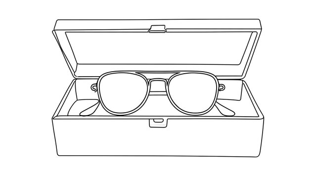 Eyeglasses in case on white background.