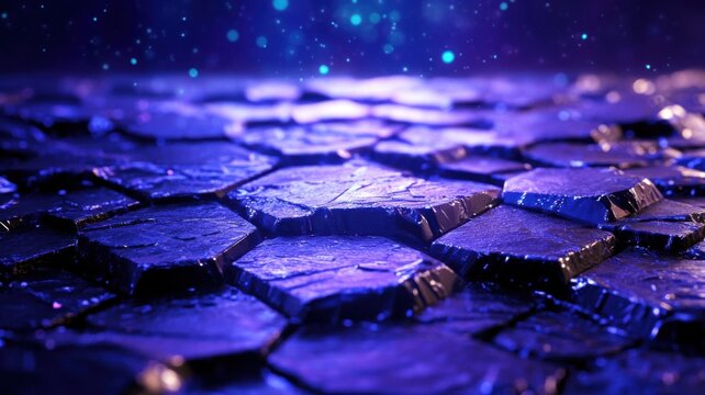 Futuristic hexagonal mountain range in a 3D digital landscape